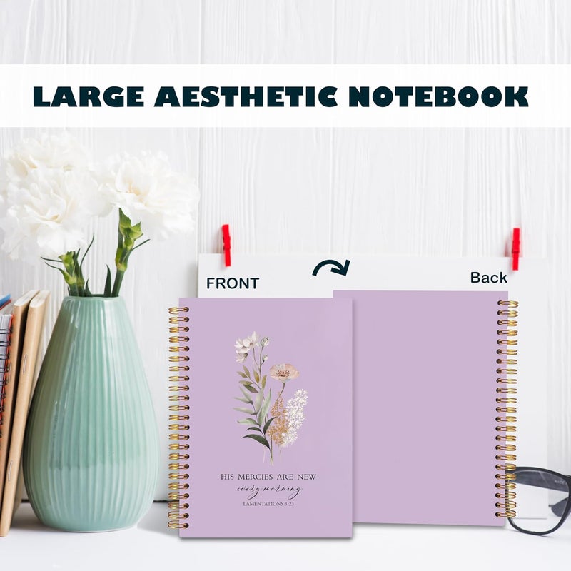 BearCake Purple Bible Christian Journals Floral Notebooks for Women Note Taking,Prayer Journal for Women, His Mercies are New Every Morning,Bible Study Journal for Women 5.5x8.3 - Image 4